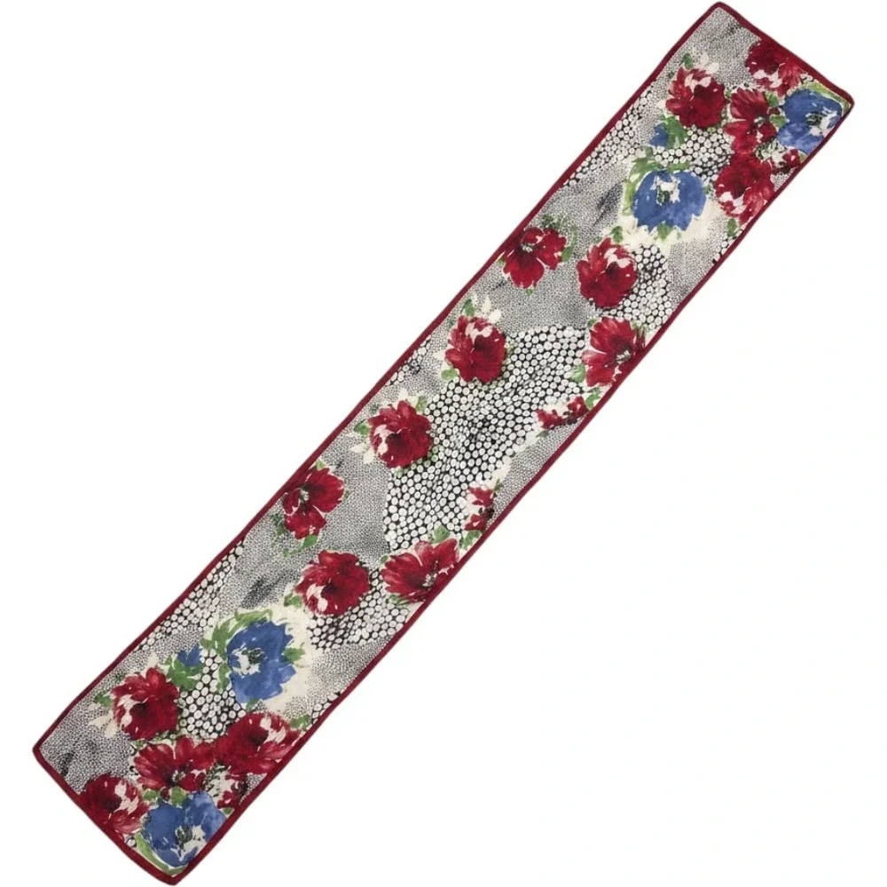 Vintage Prima Vera Collection 100% Silk Scarf Floral Red Blue Oblong MCM 10 x 52